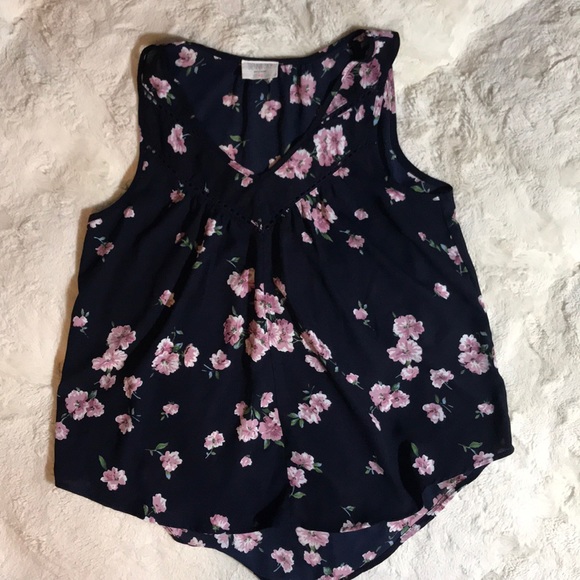 Sienna Sky Navy Floral Sleeveless Blouse - Picture 1 of 5